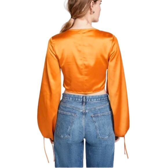 Staud Blossom Cinch Top in Cumin / Rust Satin NWT Size S - Picture 3 of 12